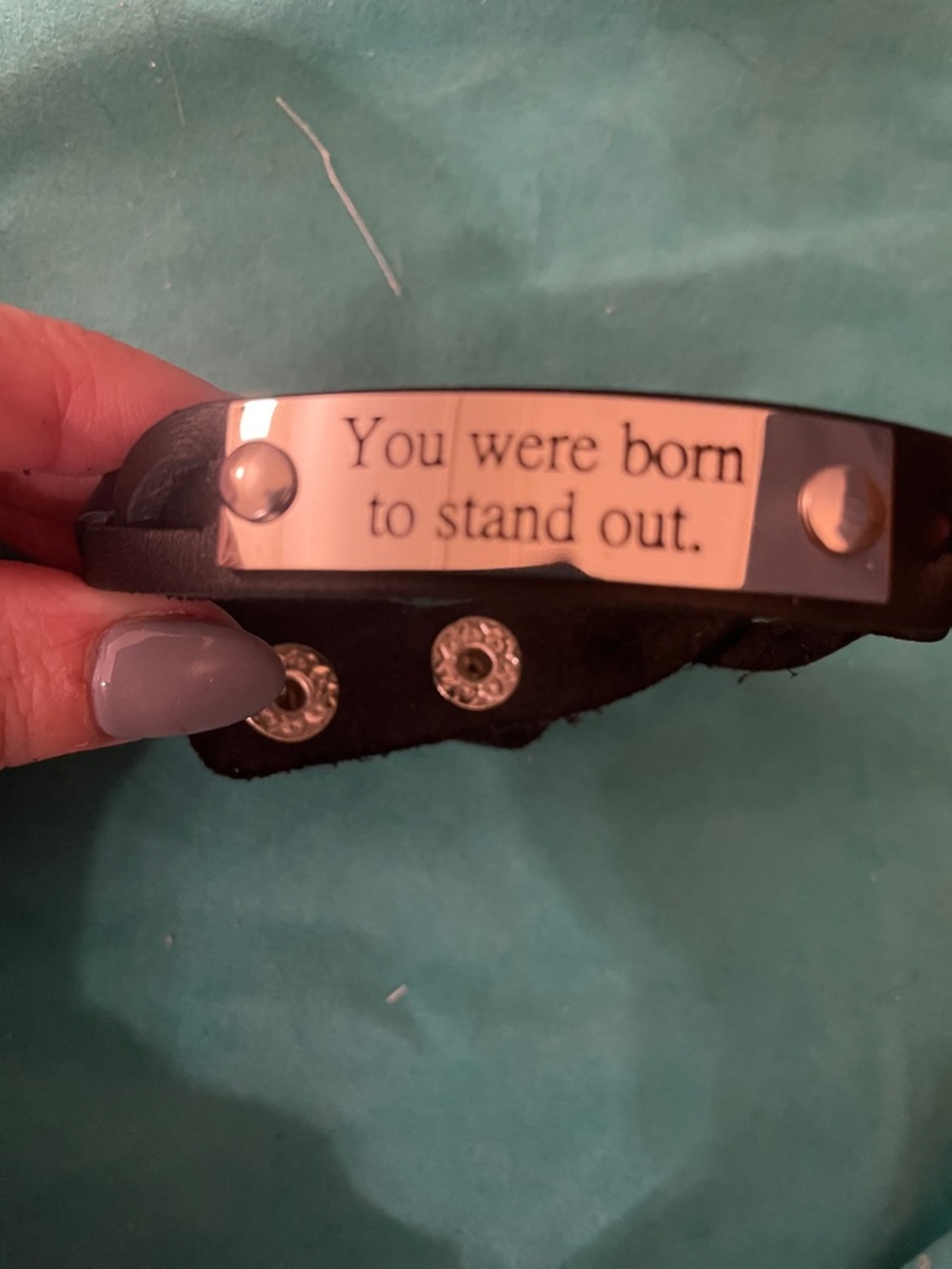 Plunder- Engraved Black Leather Bracelet - "You were born to stand out."